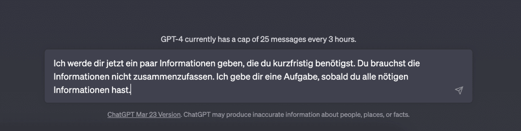 ChatGPT Prompt - Chat vorbereiten